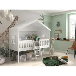 Bedhuisje Senna met ladder 90x200 cm - wit