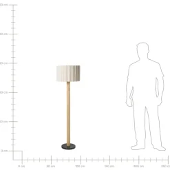 BELESSA - Staande lamp - Lichtbeige - Linnen/Rubberhout