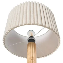 BELESSA - Staande lamp - Lichtbeige - Linnen/Rubberhout