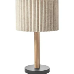 BELESSA - Tafellamp - Lichtbeige - Rubberhout