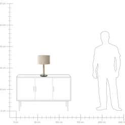 BELESSA - Tafellamp - Lichtbeige - Rubberhout