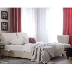 BELFORT - Tweepersoonsbed - Beige - 140 x 200 cm - Polyester