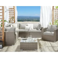 Beliani Loungeset CONTARE - Grijs - 6-delig