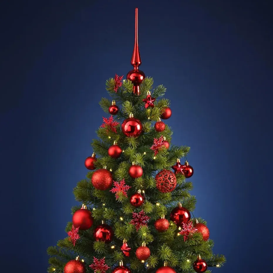 Bellatio decorations Kerstballen set - 110x - rood - kunststof