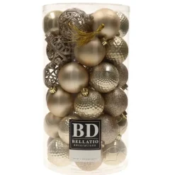 Bellatio decorations Kerstballen - 37x st - champagne - 6 cm