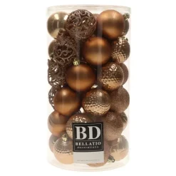 Bellatio Decorations Kerstballen - 37x st - camel bruin - 6 cm