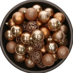 Bellatio Decorations Kerstballen - 37x st - camel bruin - 6 cm