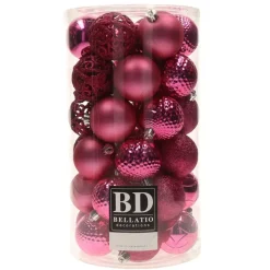 Bellatio Decorations kerstballen -37x -fuchsia -6 cm -kunststof