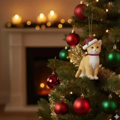 Bellatio decorations Kersthanger - kat - 9 cm - kerstboom