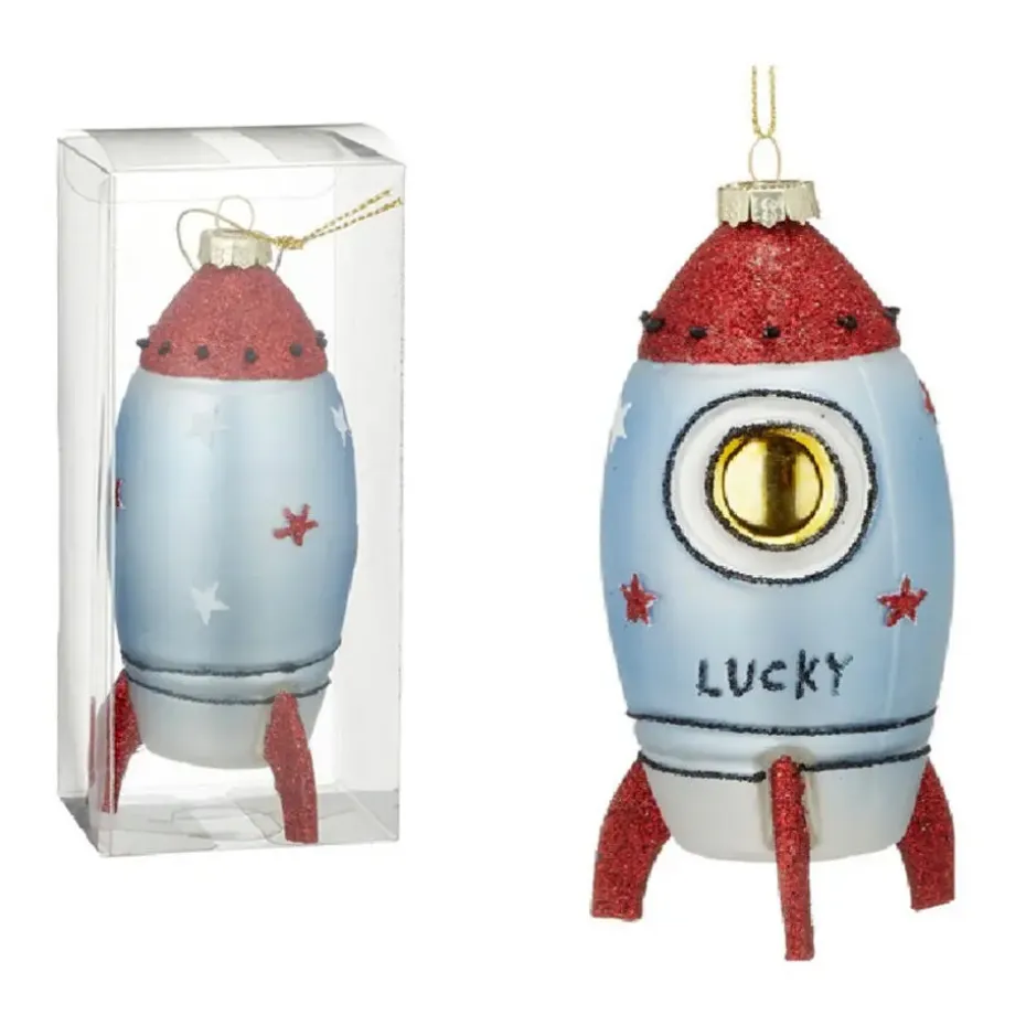 Bellatio Decorations Kersthangers - 14 cm - glazen raket