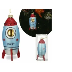 Bellatio Decorations Kersthangers - 14 cm - glazen raket