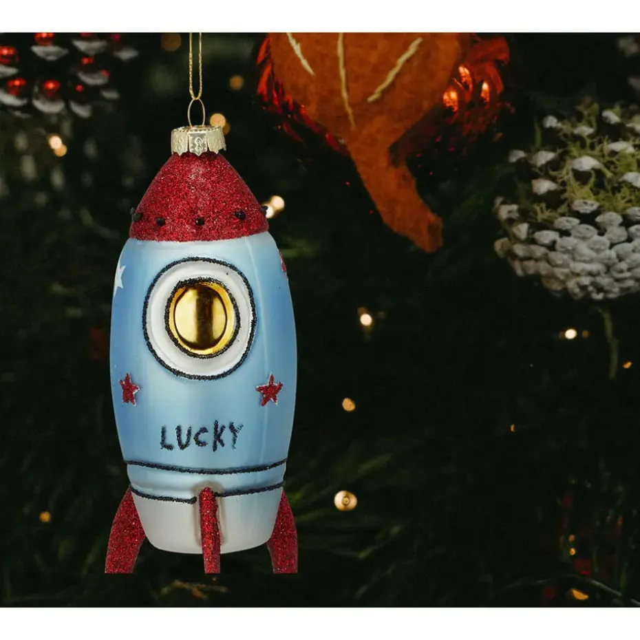 Bellatio Decorations Kersthangers - 14 cm - glazen raket