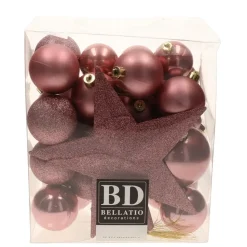 Bellatio decorations Kerstballen - 33x st - oudroze - met piek