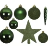 Bellatio decorations Kerstballen - 33x - donkergroen - met piek