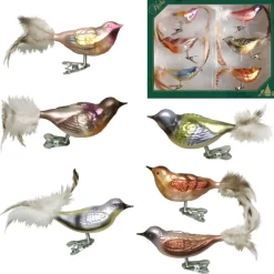 Bellatio Decorations Kersthangers - 6 stuks - vogels op clip - 11 cm