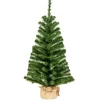 Bellatio Decorations Kunst kerstboom - groen - H90 cm - jute zak
