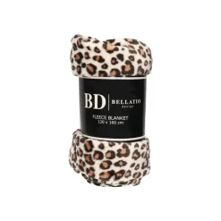 Bellatio design Plaid fleece deken - luipaard print - 120 x 160cm