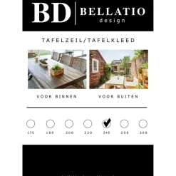 Bellatio design Tafelzeil - donkergrijs - bloemen print - 140 x 245 cm