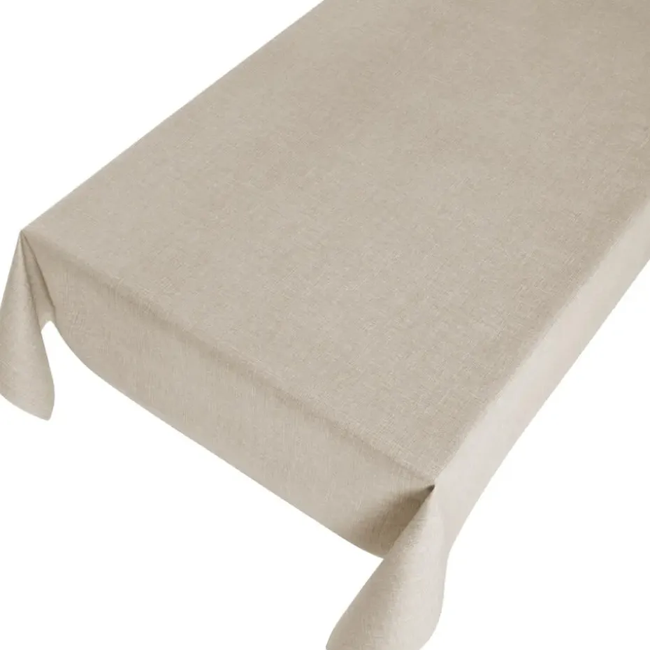 Bellatio design Tafelzeil - taupe - linnen look - 140 x 175 cm