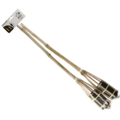 Bellatio design Tuinfakkels - 2x - bamboe - 60 cm - navulbaar