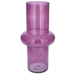 Bellatio Design Vaas - paars transparant glas - D15 x H31 cm