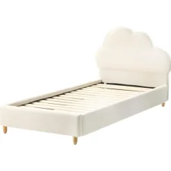 BELLEVUE - Eenpersoonsbed - Gebroken wit - 90 x 200 cm - Bouclé