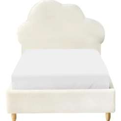 BELLEVUE - Eenpersoonsbed - Gebroken wit - 90 x 200 cm - Bouclé