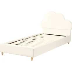 BELLEVUE - Eenpersoonsbed - Lichtbeige - 90 x 200 cm - Fluweel