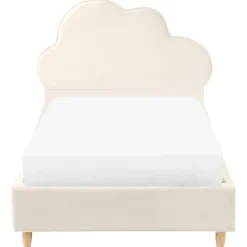 BELLEVUE - Eenpersoonsbed - Lichtbeige - 90 x 200 cm - Fluweel