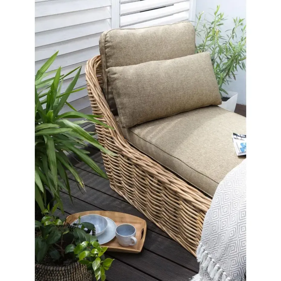 BELSITO - Ligstoel - Taupe - Rotan