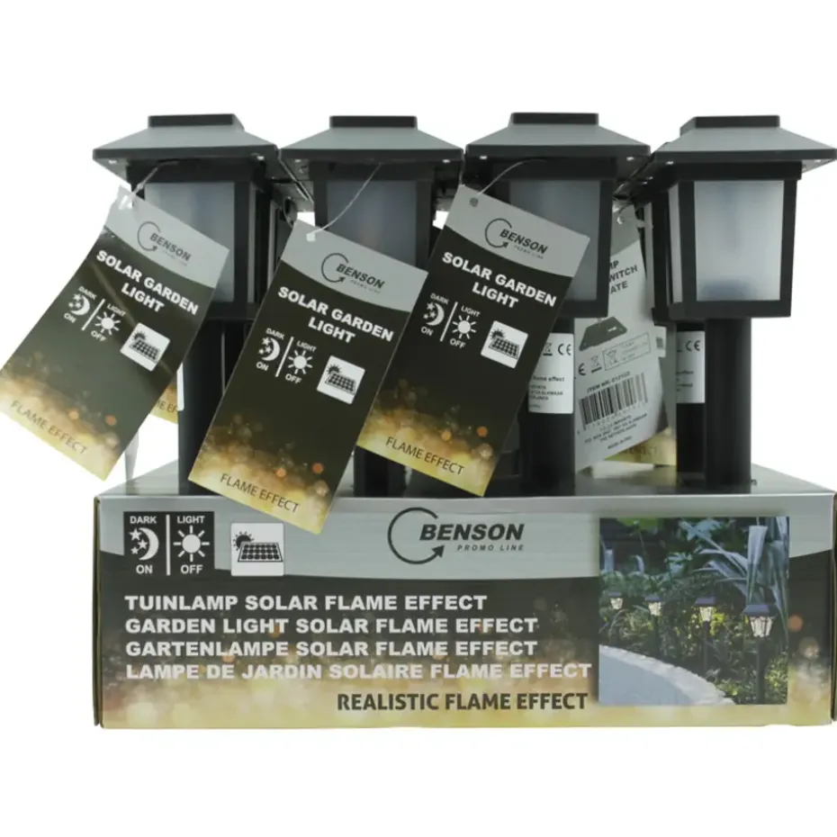 Ben Tools Prikspot - solar tuinverlichting - vlameffect - 34 cm