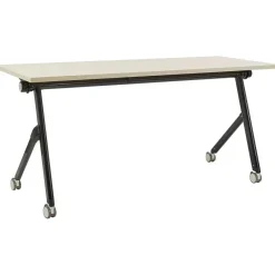 BENDI - Inklapbaar bureau - Lichthout/Zwart - 160 x 60 cm - Staal