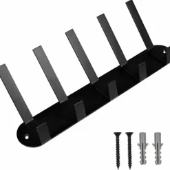 Benson Kapstok - zwart - metaal - 5 haken - wandkapstok - 30 cm
