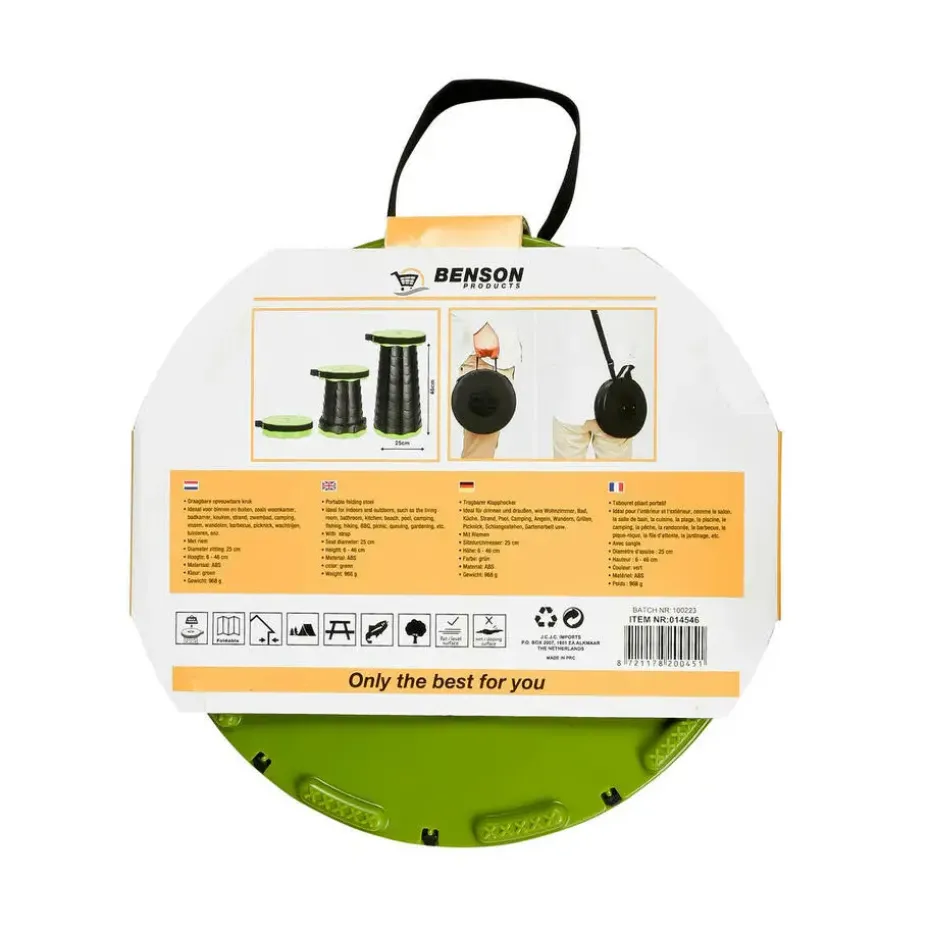 Benson Opvouwbare kruk - groen - kunststof - inklapbare stoel