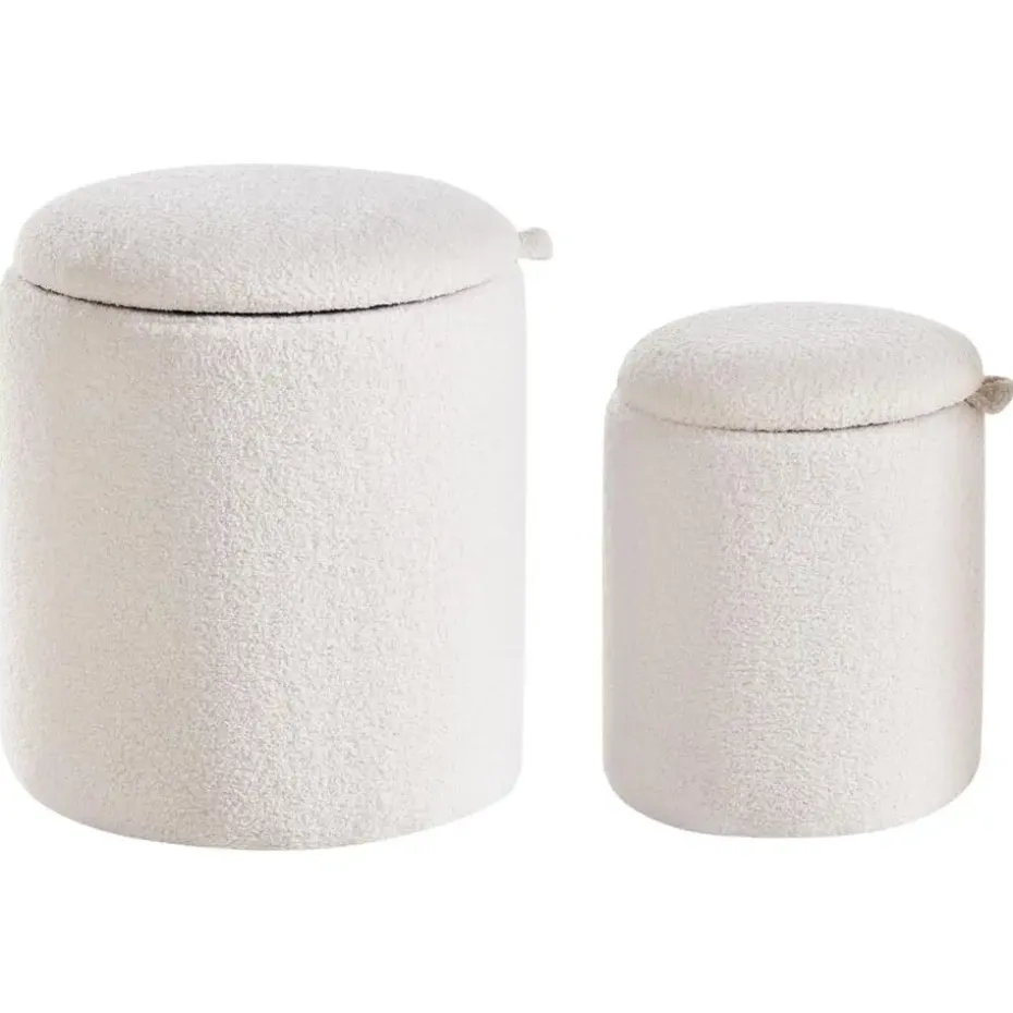 BEREA - Poef set van 2 - Gebroken wit - Bouclé