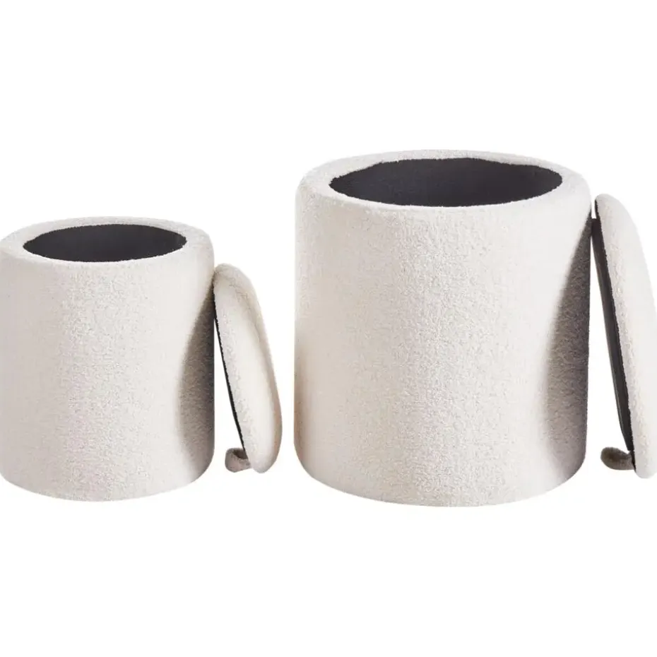BEREA - Poef set van 2 - Gebroken wit - Bouclé