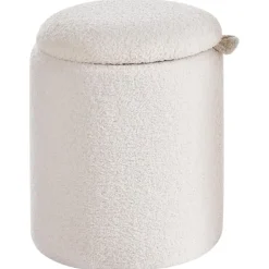 BEREA - Poef set van 2 - Gebroken wit - Bouclé