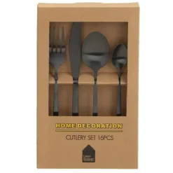 Bestekset - zwart - 16-delig - RVS - 4-persoons