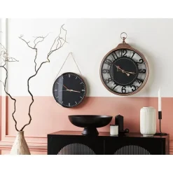 BEZAS - Wandklok - Zwart - Synthetisch materiaal