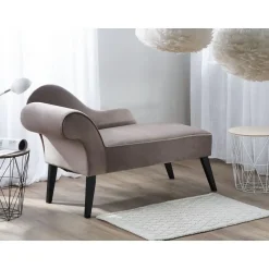 BIARRITZ - Chaise longue - Grijs - Linkerzijde - Fluweel