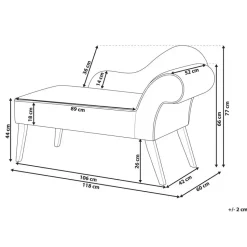 BIARRITZ - Chaise longue - Groen - Rechterzijde - Fluweel