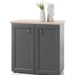 Bijzetkastje Norah 82cm met 2 deuren - grijs/bruin