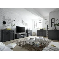 Bijzetkastje Norah 82cm met 2 deuren - grijs/bruin