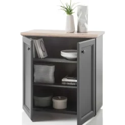 Bijzetkastje Norah 82cm met 2 deuren - grijs/bruin