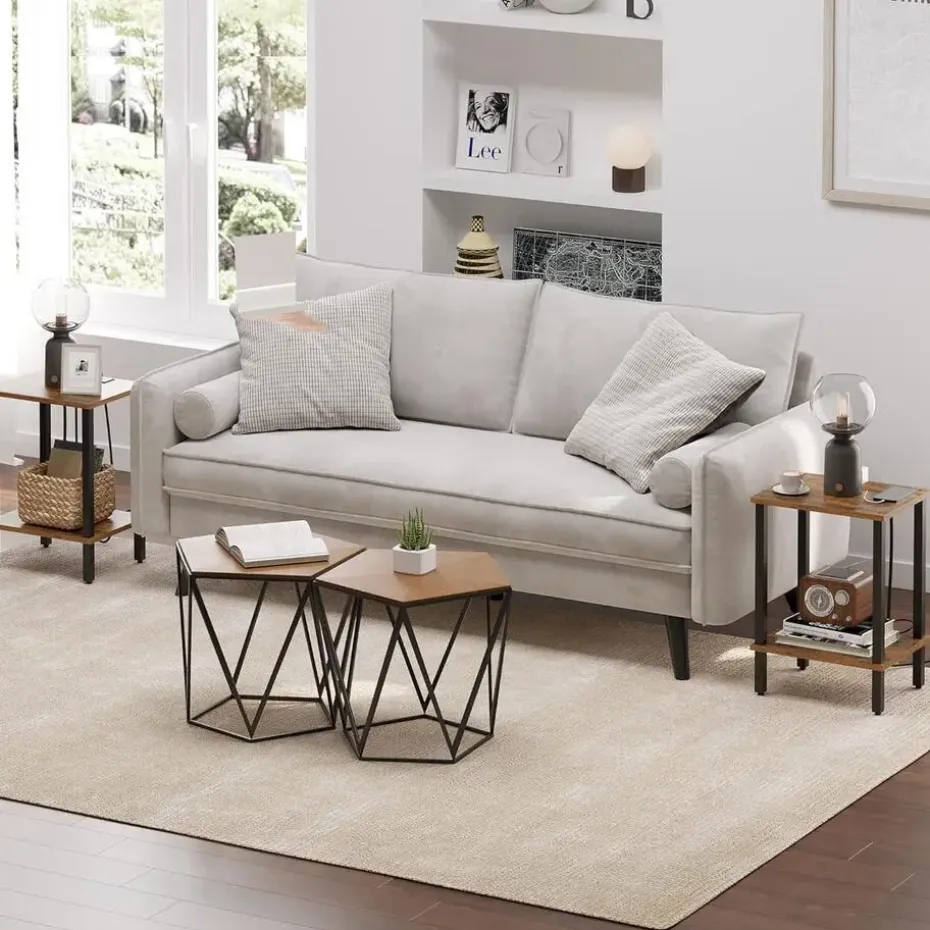 Bijzettafel - industrieel - 55x38x30 cm - vintage bruin