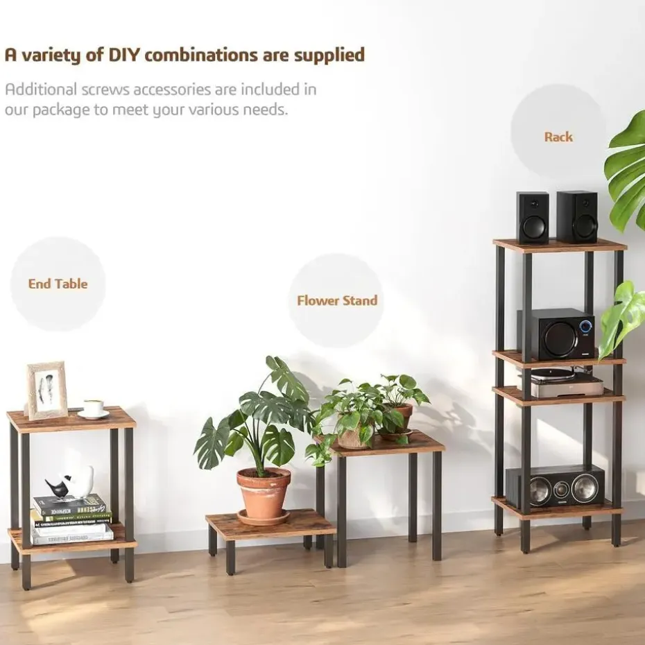 Bijzettafel - industrieel - 55x38x30 cm - vintage bruin