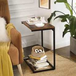 Bijzettafel - industriële look - 55x66x35 cm - vintage bruin