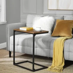 Bijzettafel - industriële look - 55x66x35 cm - vintage bruin