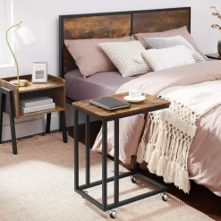 Bijzettafel - met wieltjes - vintage look - 50x62x35 cm - vintage bruin