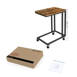 Bijzettafel - met wieltjes - vintage look - 50x62x35 cm - vintage bruin